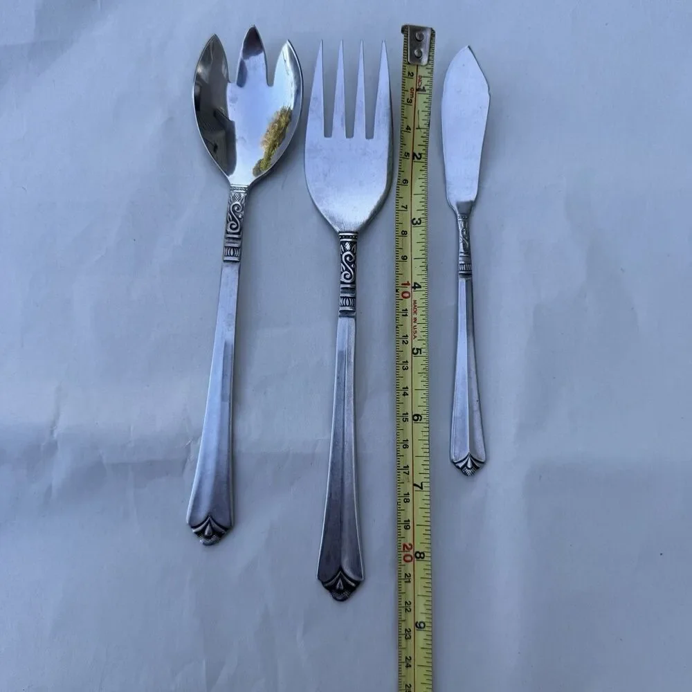 Vintage Orleans Silver ORL31 Stainless Korea 3 Pc Hostess Serving Set